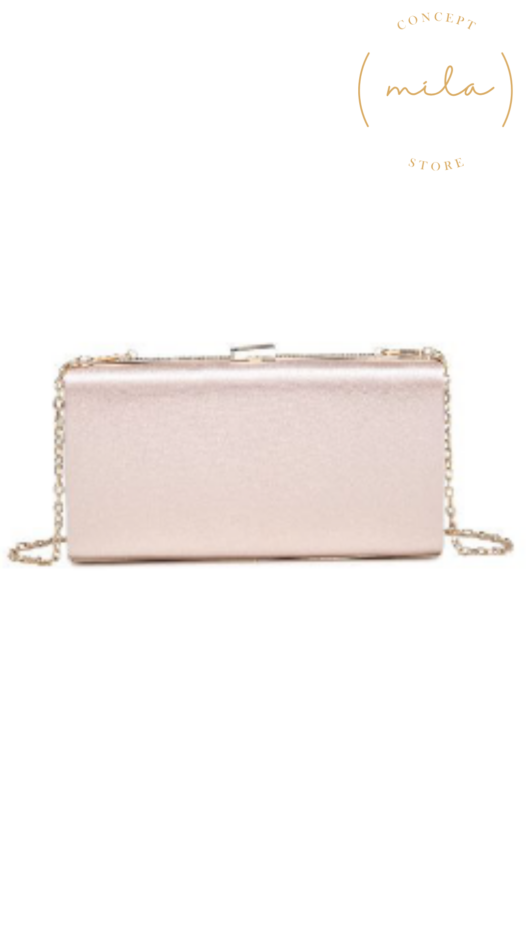 Bolso rectangular rose gold.