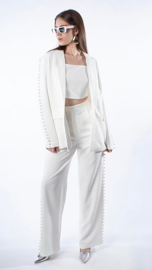 Blazer blanco perlas